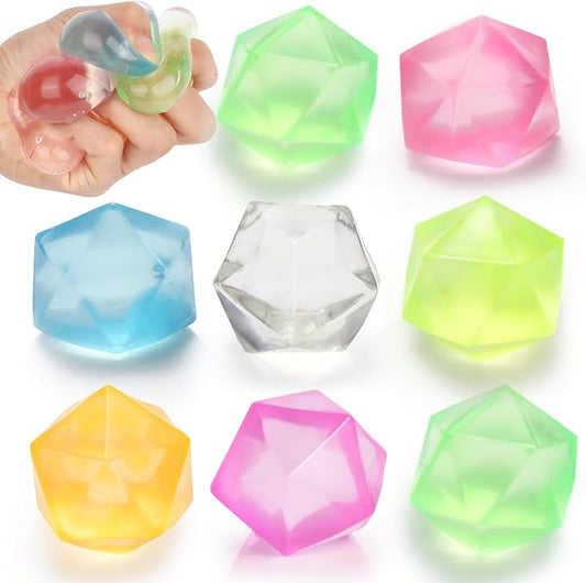 6 Pack Squishy Stress Cube, Diamond Malt Sugar Ice Cube Stress Ball, Sensory Toys for Anxiety Stress Relief for Kids and Adults Fidgets for Classroom Party Favors