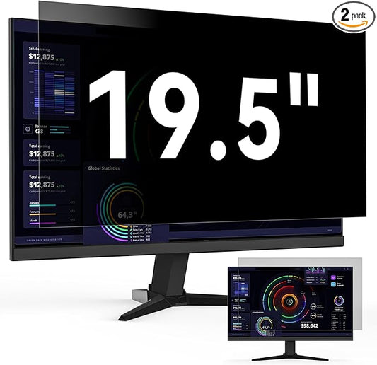 19 Inch Computer Privacy Screen Filter for 16:9 Widescreen Monitor, Removable Eye Protection Anti Glare Blue Light Filter Privacy Shield, Anti Scratch Anti Spy Screen Protector Film 19 in