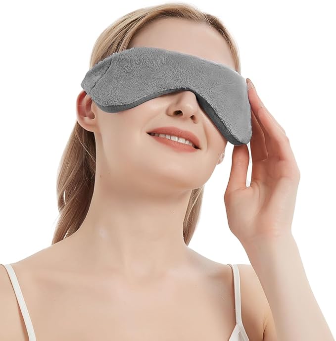 Heated Eye Mask, Microwaveble Moist Heat Eye Compress Warm Eye Mask for Dry Eyes, Weighted Eye Mask for Itchy Eyes, Stye, Sleeping, Relaxation, Therapy(Grey)