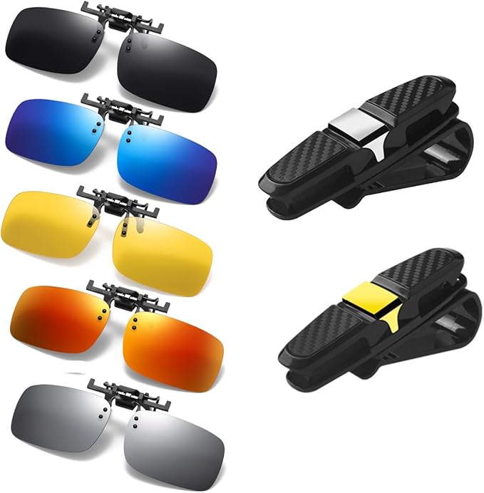 Clip on Flip up Polarized Lens For Prescription Glasses UV Protection Sunglasses (Clear lenses not Polarized)