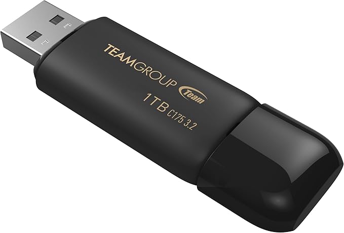 TEAMGROUP C175 1TB USB 3.2 Gen 1 (USB 3.1/3.0) Read 100MB/s Flash Thumb Drive, External Data Storage Memory Stick Compatible with Computer/Laptop/Desktop/PC Matte Black TC17531TBB01