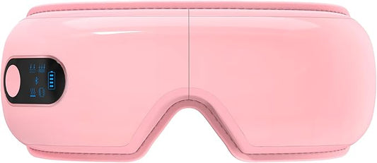 Eye Massager with Airbag Kneading,Constant Temperature Hot Compress, Multi-Frequency Vibration and Bluetooth Music (Blush Pink, Large)