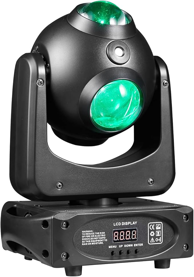 PartyLights 100W Moving Head Light with Beam Effect Scan, Sound Activated for Weddings & Live Events