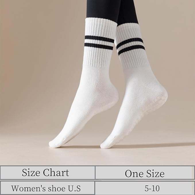 Yoga Socks with Non-Slip Grips for Women - 4 Pairs Pilates, Barre, Gym, Dance Workout Anti-Skid Socks