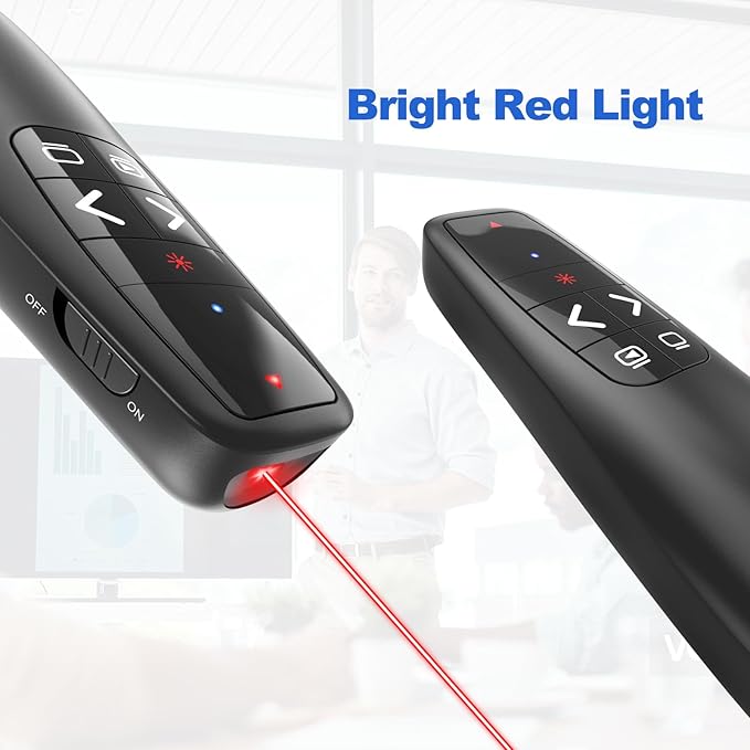 (2 Units) Presentation Clicker PowerPoint Presenter Remote: Laser Pointer Project Power Point PPT Clicker for Mac Laptop Office, Wireless Computer Clickers Slideshow Google Slide Advancer