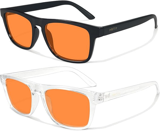 2 pack 99% Blue Light Glasses Men Woman, Computer Gaming Glasses Men, Blue Ray Filtering Amber Lens Anti Eye Strain