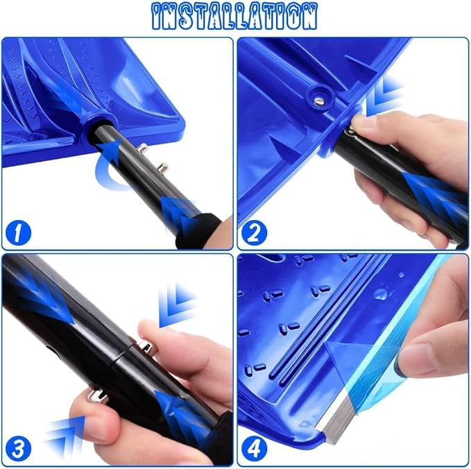 Snow Shovel for Car & Driveway, Upgraded 42.5" Lightweight Aluminum Alloy Shovel, Portable Foldable Snow Shovel for Emergency, Garden, Snow Removal, Heavy Duty Ice Shovel with Ergonomic Handle (Blue)
