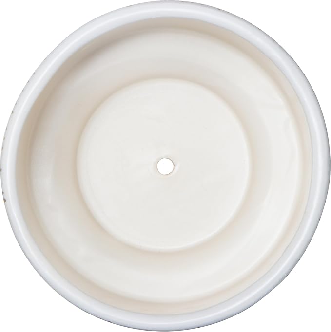 Kurrajong Farmhouse White Plant Pot with Stand | 7.25" Ceramic Planter Pot for Indoors | Wood Plant Stand with Pot. Plant not Included | White Planter Pot is 7.25" Wide x 5.75" high