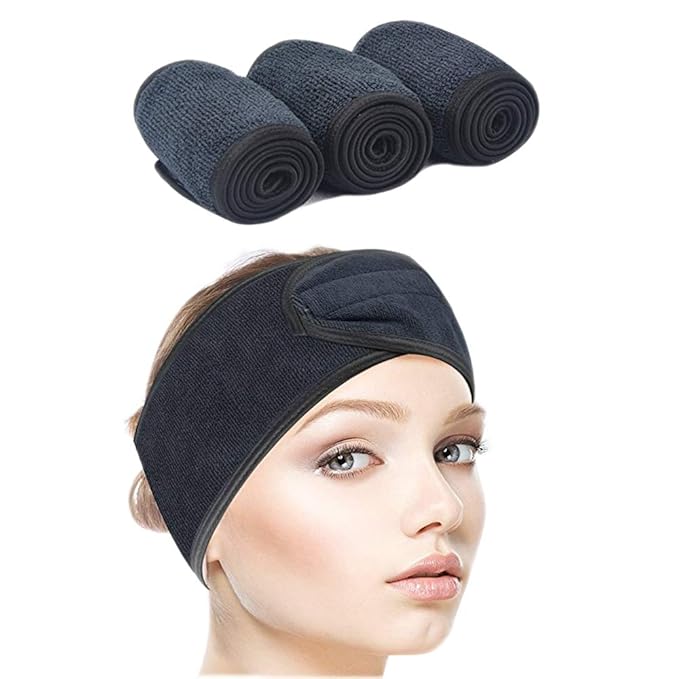 SINLAND Facial Spa Headband For Washing Makeup Cosmetic Shower Soft Women Hair Band 3 Pack