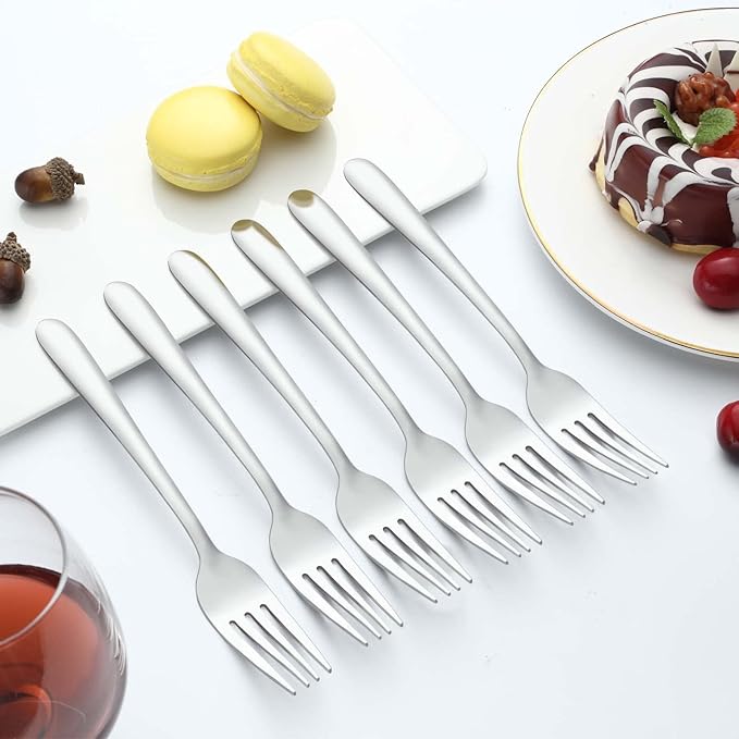 24 Pieces Dinner Forks, Forks Silverware(8 inches), Food Grade Stainless Steel Flatware Forks, Mirror Polished & Dishwasher Safe, Using for Home, Restaurant or Kitchen