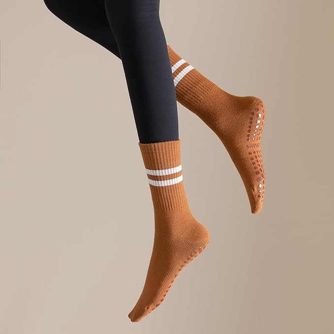 Yoga Socks with Non-Slip Grips for Women - 4 Pairs Pilates, Barre, Gym, Dance Workout Anti-Skid Socks