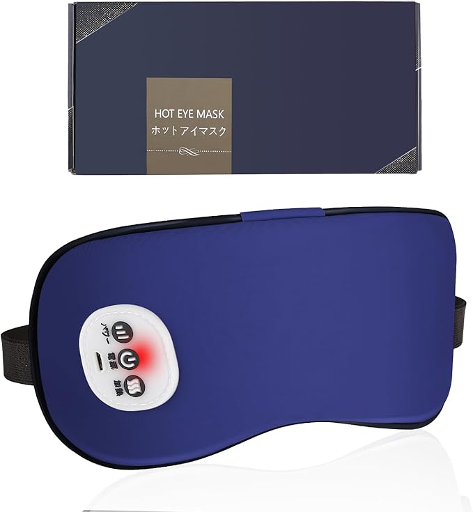 Cordless Heated Eye Massager with Cooling Eye Pad, Vibrating Heating Sleeping Mask for Men Women Kids -USB Charing Heated Eye Mask Electric for Dry Eyes, Relax,Travel (Blue)
