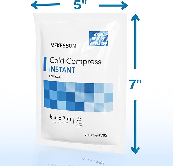 McKesson Instant Cold Packs 5" x 7" [24 Pack] - Instant Ice Packs for Injuries Disposable, Pain Relief, Swelling, Sprains - Travel Cold Compress for Sports, First Aid, Toothache