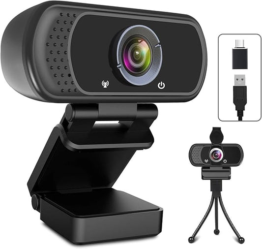 USB C Webcam for Switch 2 / PC: 1080P HD Web Cam with Mic,Computer Camera with Privacy Cover & Tripod Stand for MAC Desktop Laptop, Wide Angle Webcam Pro Streaming Web Camera for Skype/Teams/Webex