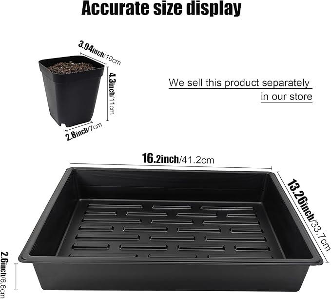 4 inch (10CM) Square Nursery Pots 60pcs, Sturdy Seedlings Trays 5 Pcs, Seeds Starter Germination Tray, Microgreening Planter Nursery Propagation 5 Sets