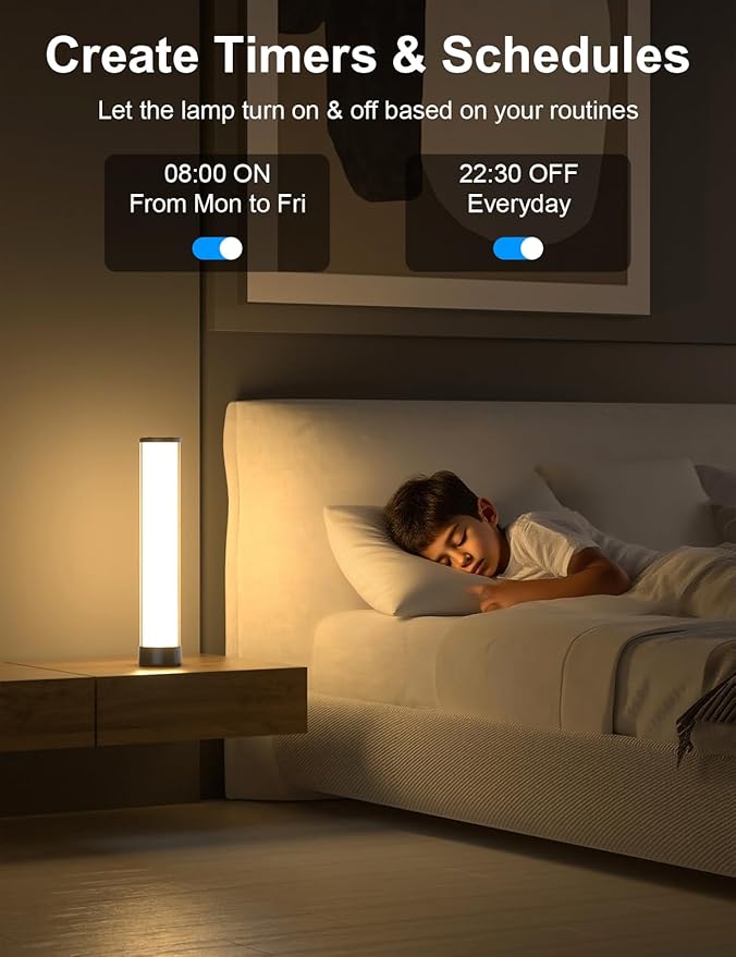 Rechargeable Table Lamp, RGB IC LED Light Bar with APP & Remote Control, 32cm TV Backlights with Music Sync, Color Changing Ambient Lighting for Bedside Table, Desk, Monitor, Gaming Black