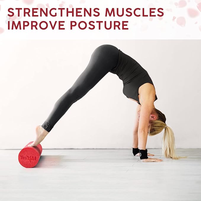 Yes4All Medium Firm Round PE Foam Roller 12, 18, 24, 36 Inches for Pilates, Yoga, Stretching, Balance & Core Exercises