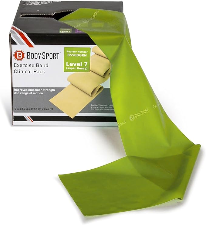 Body Sport Exercise Bands - Resistance Bands in 50 yard Rolls for Fitness, Stretching, or Physical Therapy