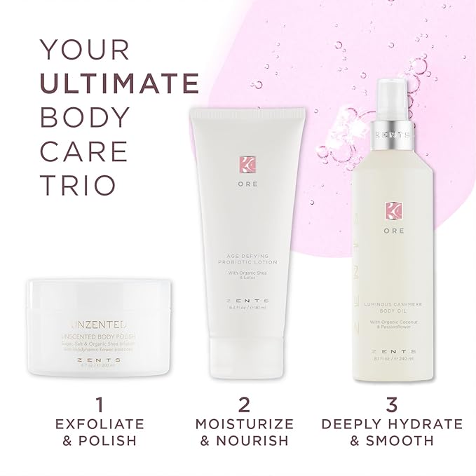 Zents Luminous Cashmere Body Oil (Ore Fragrance) | Moisturizing Body Oil with Vitamin E & Organic Coconut Oil | Softens & Smooths Skin | 8 fl oz