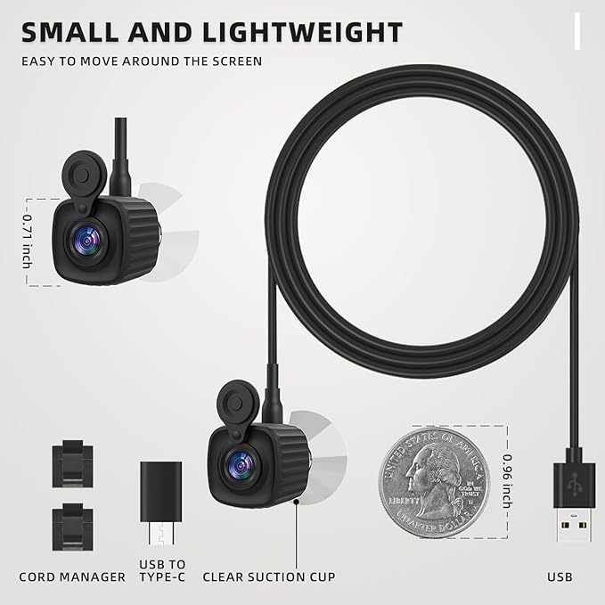 4K Autofocus Webcam with Eye Contact Correction Suction Moun Center Camera, Built-in Noise Canceling Microphone Privacy Cover USB Plug-and-Play for Zoom/Teams, PC Conferencing, Remote Calls