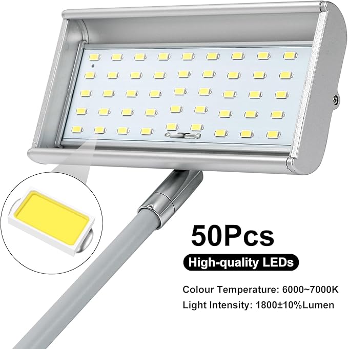 Trade Show Lights LED Display and Exhibit Arm Lighting, Connectable Tradeshow Lights Included Clamps, Mounting Brackets, Power Cables, Connect Cables (2pcs Grey)