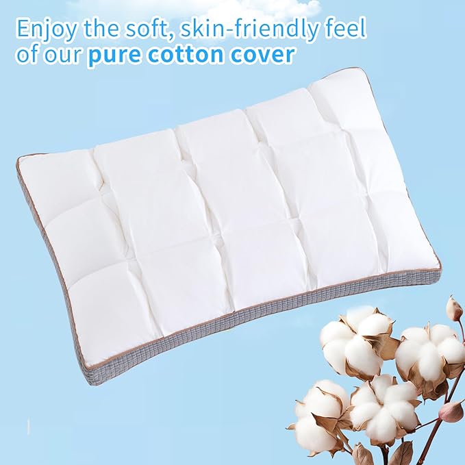 YOUR MOON Soft Pillow Queen Size Set of 2, Super Soft Support Down Alternative Pillow 2 Pack, 100% Cotton Shell Luxury Comfy Fluffy Bed Pillows for Sleeping (White)