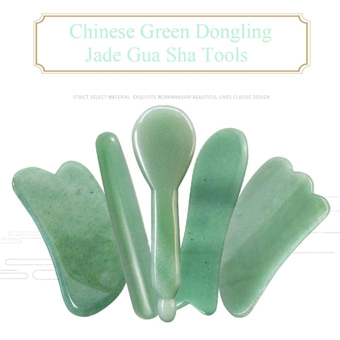 Facial Gua Sha Tool for Chin Massage Tool Natural Jade Stone Gua Sha Board for Face SPA Acupuncture Therapy Trigger Point Treatment