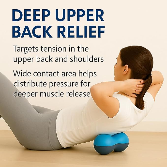 Peanut Massage Ball Set,Oversized & Standard 2-Pack,Deep Tissue Roller for Back, Neck,Legs & Shoulders,Trigger Point & Myofascial Release,Pain Relief,Unique Dual-Color Design Blue Grey-Stylish & Rare