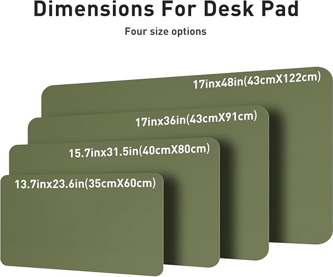 Aothia Leather Desk Pad Protector, Mouse Pad, Office Desk Mat, Non-Slip PU Leather Desk Blotter, Laptop Desk Pad, Waterproof Desk Writing Pad for Office and Home (31.5" x 15.7",Olive Green)