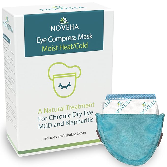 NOVEHA Express Warm Compress Individual Eye Mask | Moist Hot Technology for Sensitive Dry Eyes - Relieves Stye & Pink Eye - Reusable Heat Water Treatment for Irritated Eyes and Eyelid Lumps