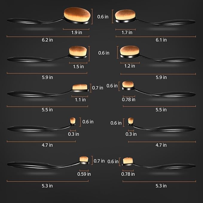Yoseng Oval Makeup Brushes Set 10 Pcs Professional Oval Toothbrush Foundation Contour Concealer Eyeliner Blending Cosmetic Brushes Tool Set-With Box,Practical White Elephant Gift for Girls Women