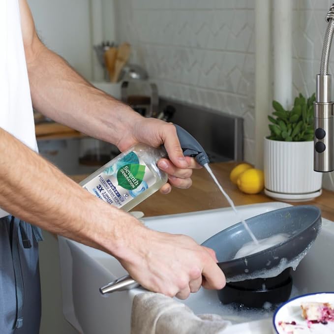 Seventh Generation Foaming Dish Spray, 3X Grease Fighters, Free & Clear, 16 Fl. Oz.