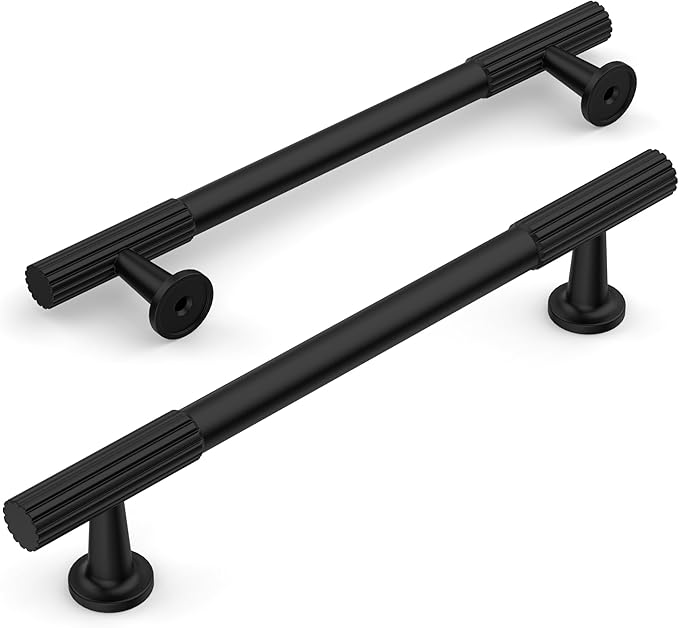 Amerdeco 10 Pack Matte Black Cabinet Pulls 5 Inch(128MM) Hole Centers Kitchen Cabinet Handles Hardware Kitchen Handles for Cabinets Cupboard Handles Drawer Pulls ZH0071