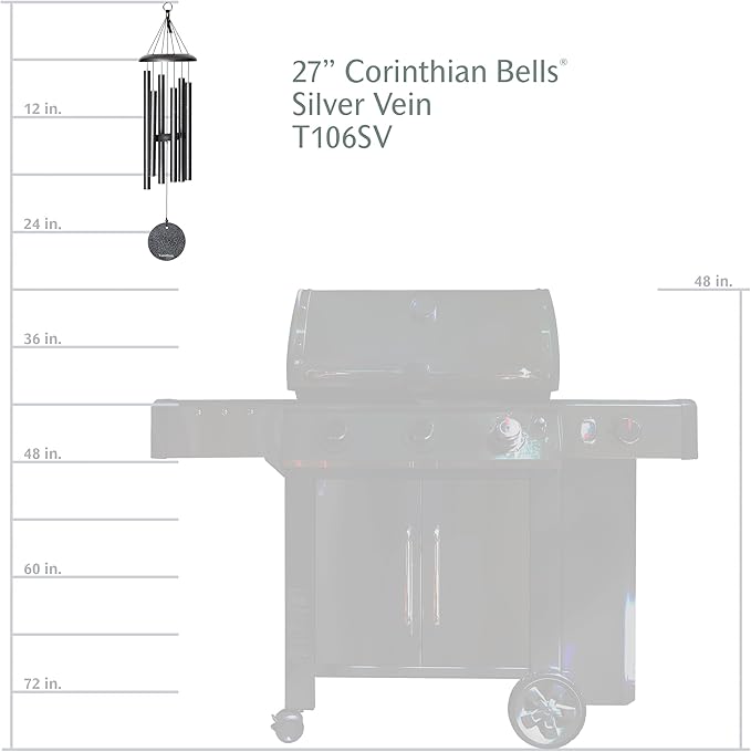 Corinthian Bells by Wind River - 27 inch Silver Vein Wind Chime for Patio, Backyard, Garden, and Outdoor Decor (Aluminum Chime) Made in The USA