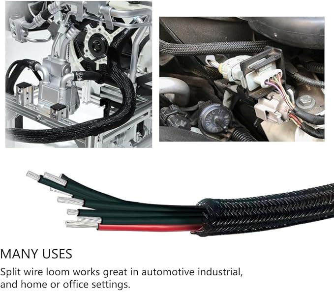 1/4" x 50ft Black Cable Sleeve Cover - Pet-Proof Cord Management System for Home Office Desk, Durable Wire Organizer Protector from Dog Cat Chewing, Flexible Cable Hider (Black)