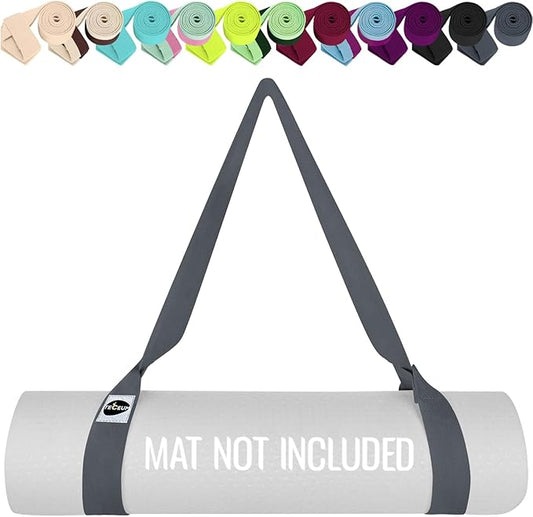 TECEUM Yoga Mat Strap – 30+ Colors – Adjustable Mat Holder Sling Carrier for All Mats [Mat Not Included]
