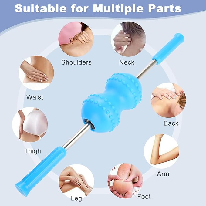 Massage Roller, Manual Massage Sticks Fascia Muscle Roller Handheld Acupressure Roller Deep Tissue Massager for Back, Neck & Foot