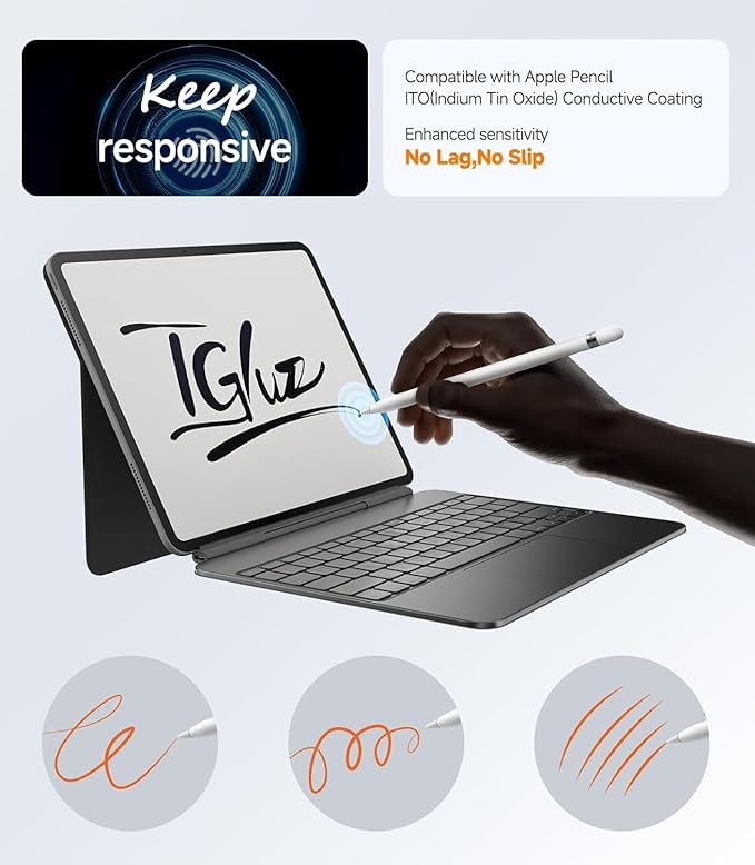 iGluz 2 Pack Screen Protector for iPad Air 13-inch M3/M2 2025/2024 9H+ Tempered Glass with Easy-Install Box[12FT Military Grade Shatterproof] HD Clarity,Scratch Resistant