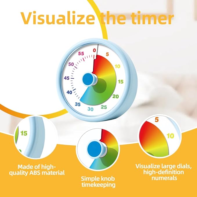 Visual Timer for Kids Adults,60 Minutes Countdown Timer for Classroom, Office, Study, ADHD Tools for Kids Productivity Timer (Blue)