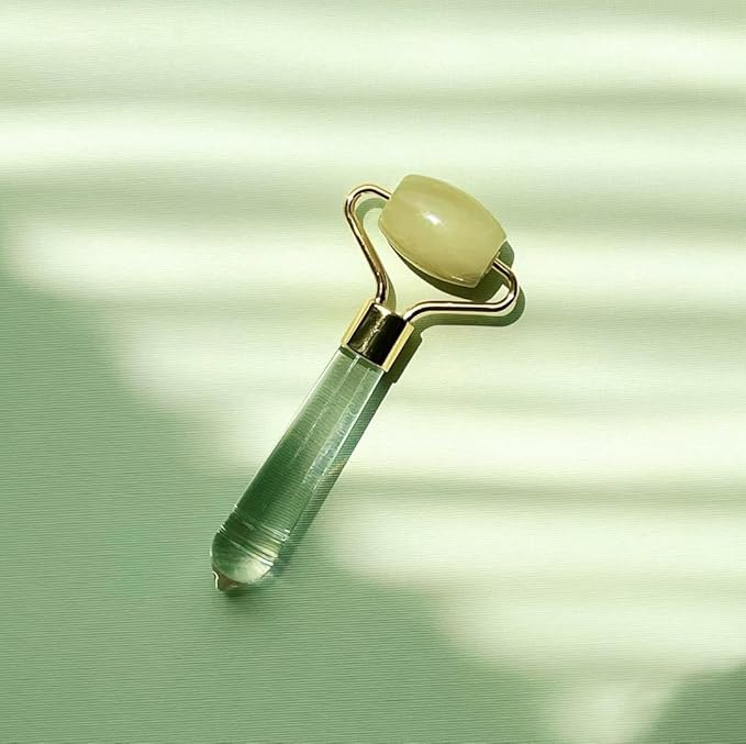 Mini Jade Face Roller - Authentic Jade Roller for Tension Relief, Puffiness & Radiant Skin, Relaxing Face Massager for All Skin Types