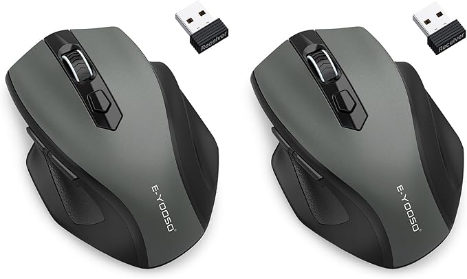 E-YOOSO Wireless Mouse for Laptop, 2.4GHz Computer Mouse 5 Adjustable DPI Office Cordless Mice with USBA Receiver, 6 Buttons, 4000 DPI, Medium to Large Sized Hands Compatible with PC, Laptop, Desktop
