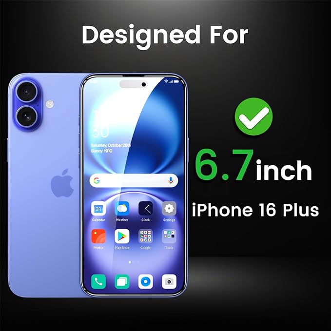 4 Pack Privacy Screen Protector for iPhone 16 Plus 6.7 Inch with 4 Pack Camera Lens Protector, Anti Spy Tempered Glass Film, Anti-Scratch, Touch Sensitive, Case Friendly