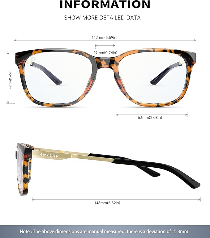 ANYLUV Blue Light Glasses for Men, Computer Gaming Glasses men, Stylish Anti Eyestrain Blue Light Blocking Glasses Men