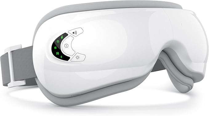 Eye Massager with Heat for Migraine Relif, Heated Eye Massage Mask with Heat, Bluetooth Music, Compression Vibration for Eye Care, Eye Strain Relief, Improve Sleep, Birthday Gifts for Women Men