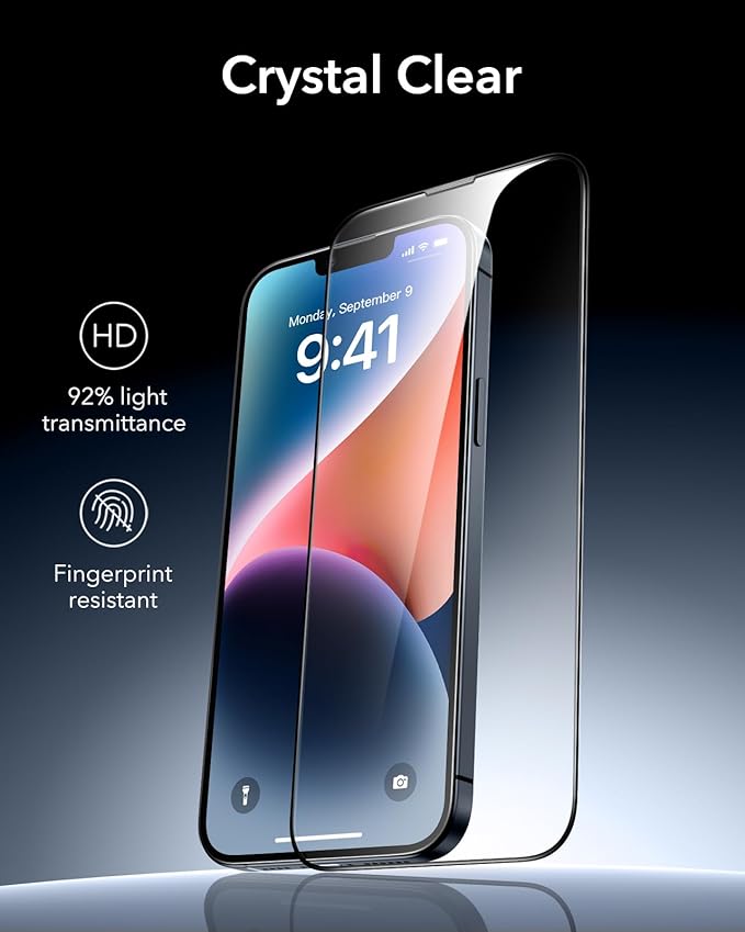 ESR 3 Pack 9H+ Glass for iPhone 13 Pro Max/iPhone 14 Plus Screen Protector, [Military Grade Shatterproof & Longest Durable] Armorite Ultra-tough Full Coverage Tempered Glass with UltraFit Tray