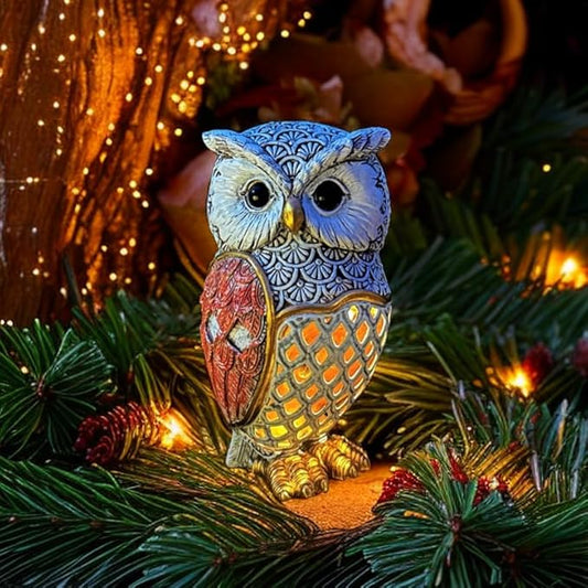 Solar Garden Decor Owl Statues Figurine,Solar Hollow Out Waterproof Lantern for Patio Balcony Yard Lawn,Home Decor,Mother's Day Birthdays Gifts for Mom Grandma Women-3.35" (W) x 5.9" (H)