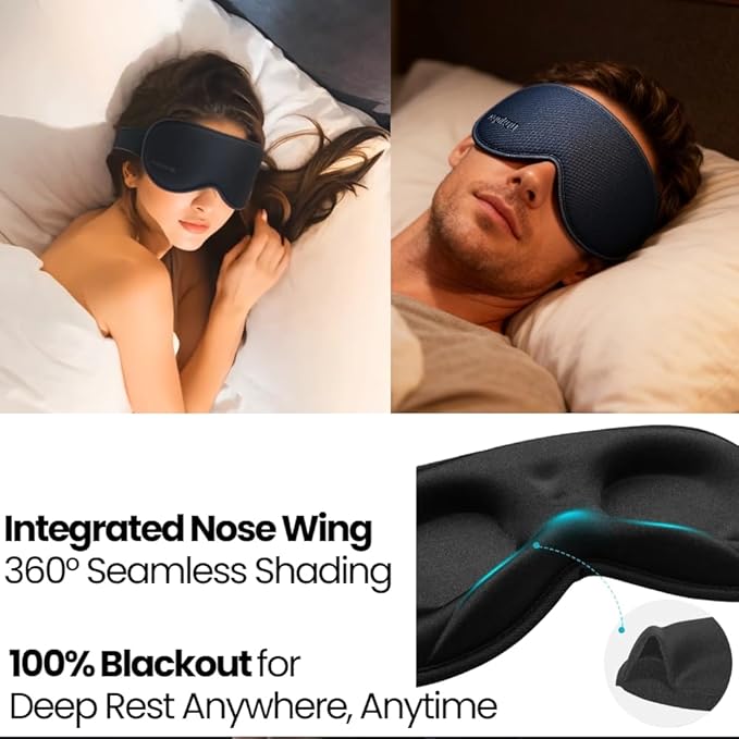 Sleep mask,100% Light Blocking 3D Eye mask,Superior Materials to Silk,Airplane Travel Essentials, Luxury Sleeping mask,Eye mask for Sleeping,Best Gift for Women Men - B-2-202508011518