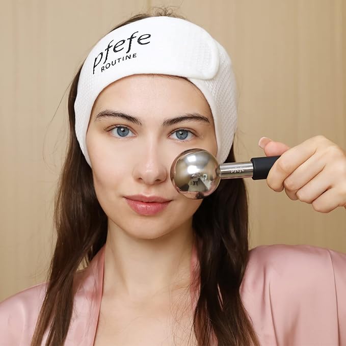 Ice Globes for Face & Eyes, Unbreakable Stainless Steel Cryo Sticks for Beauty Routines, Facials Cold Roller Cooling Globes for Puffiness, Wrinkles, Dark Circles, Headaches