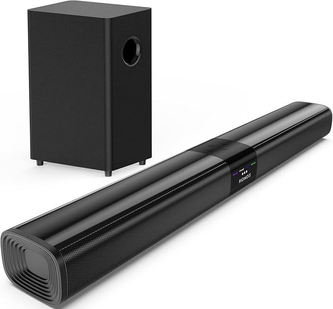 Saiyin Sound Bar for Smart TV with 5.25 Inch Subwoofer, 100W 24 Inch Soundbar for TV, TV Soundbar with Optical, ARC, AUX and Bluetooth 5.3 Inputs, Detachable Surround Sound System for TV