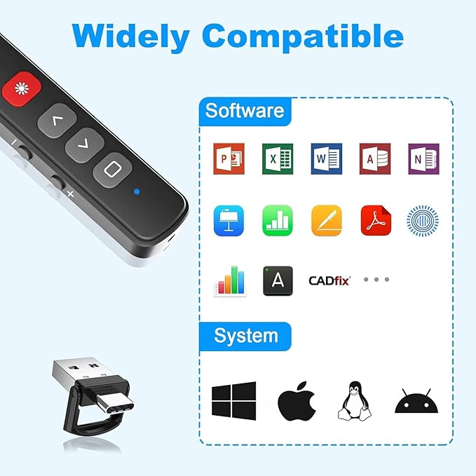Presentation Clickers for PowerPoint Presentations, [2 in 1 USB C/A] PowerPoint Clicker Wireless Presenter, Presentation Pointer PPT Slide Clicker Remote Control for Mac, Computer